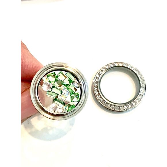 Locket Silver Crystal Ring Size 6 #origami owl #keepsake #locket ring - Picture 2 of 4